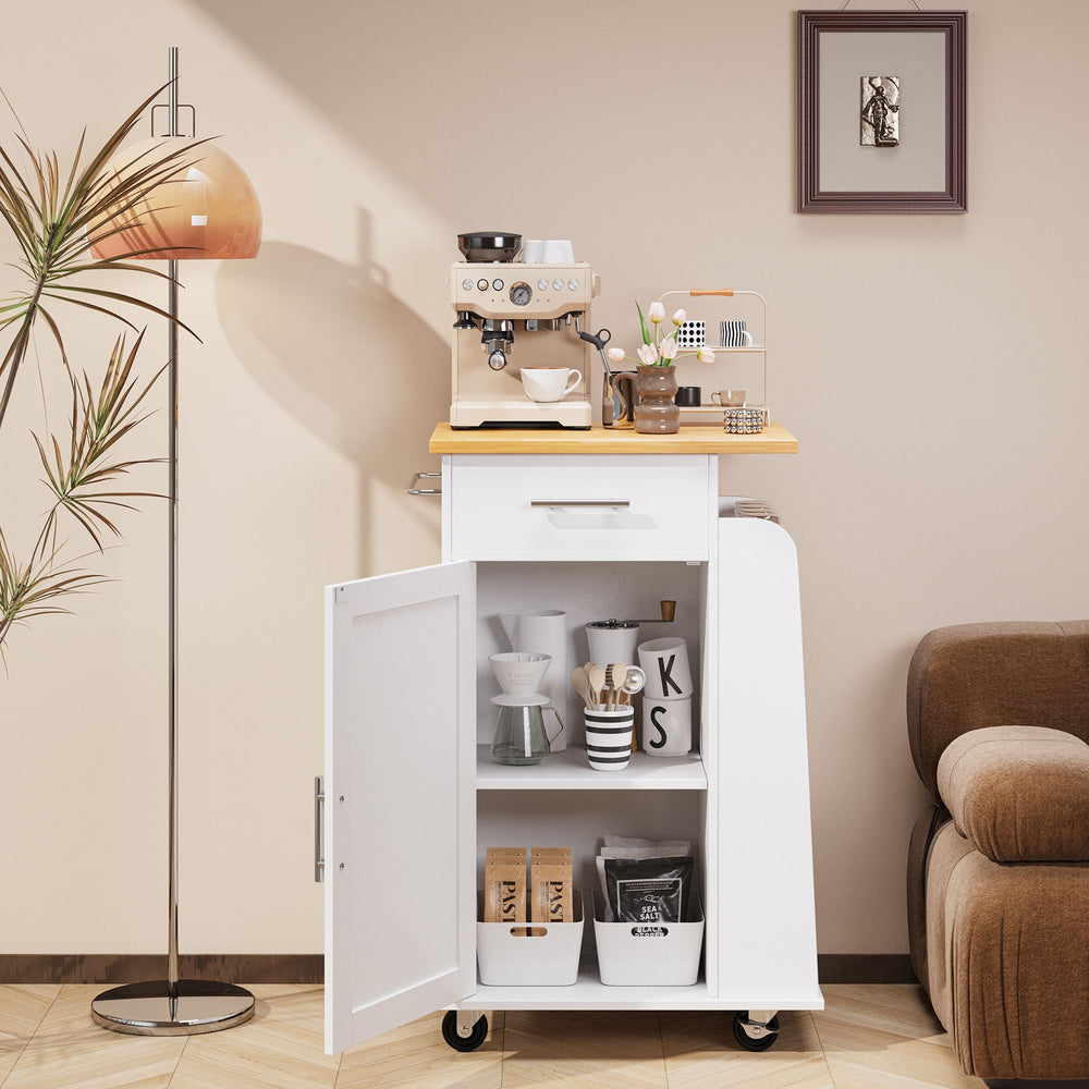 Walsunny Kitchen Island Rolling Cart with Storage Cabinet, Coffee Bar (7404392186032)
