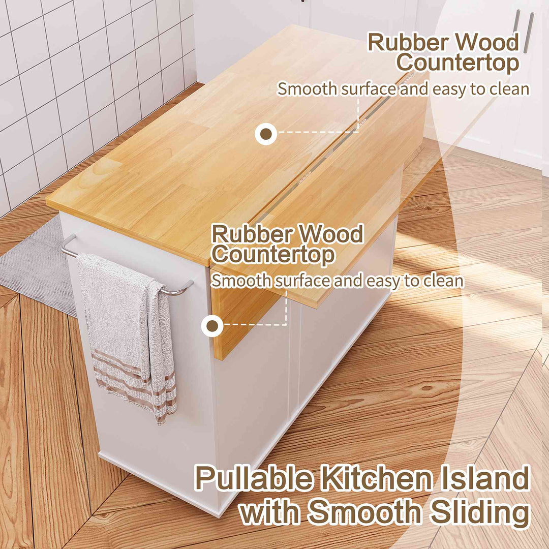 Walsunny Kitchen Island on Wheels with Storage Cabinet & Foldable Drop Leaf, 39.7" Width Rolling Kitchen Table (7404394578096)