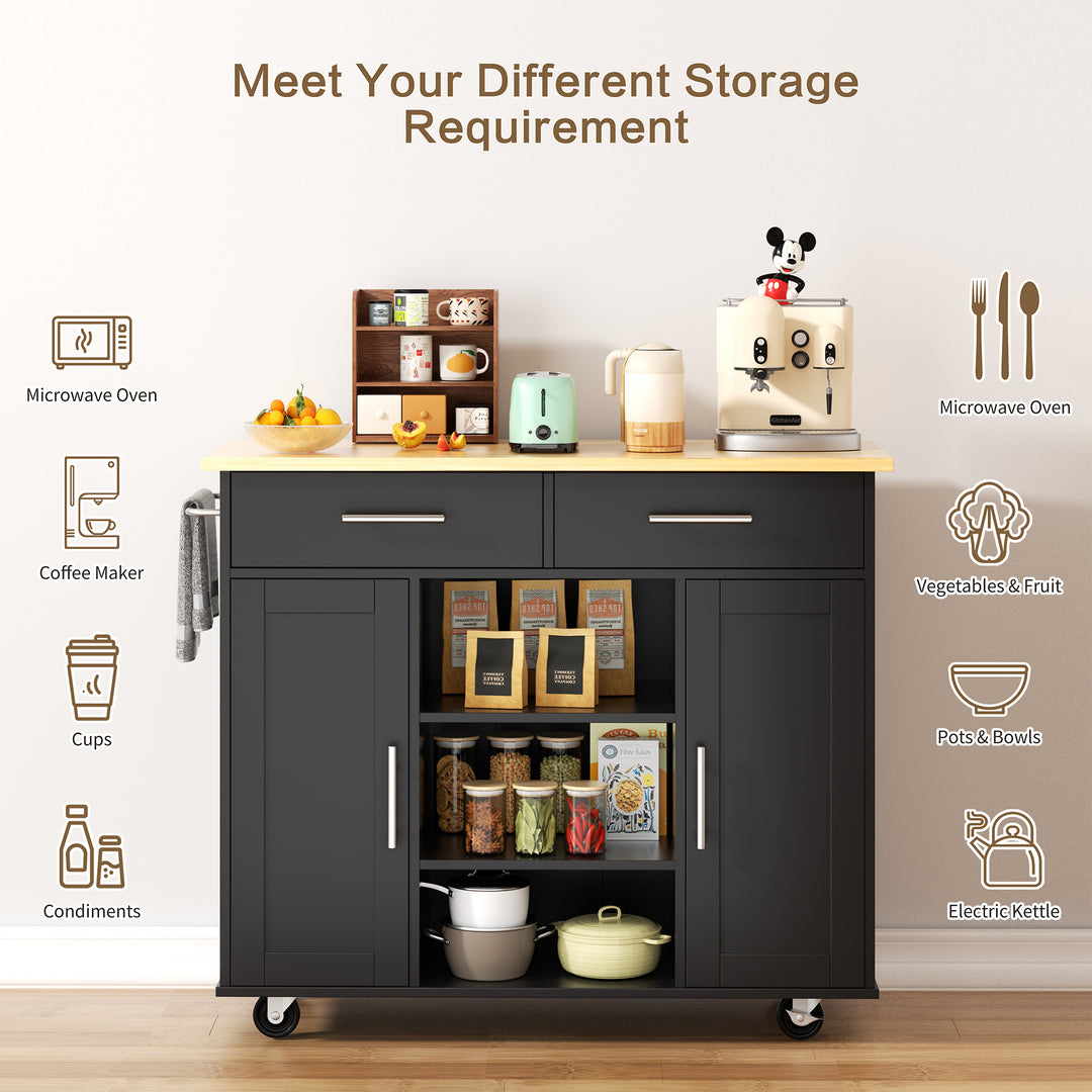 Walsunny 40" Multifunction Kitchen Cart Cabinet with Shelves (7404395692208)