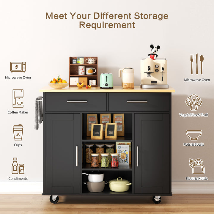 Walsunny 40" Multifunction Kitchen Cart Cabinet with Shelves (7404395692208)