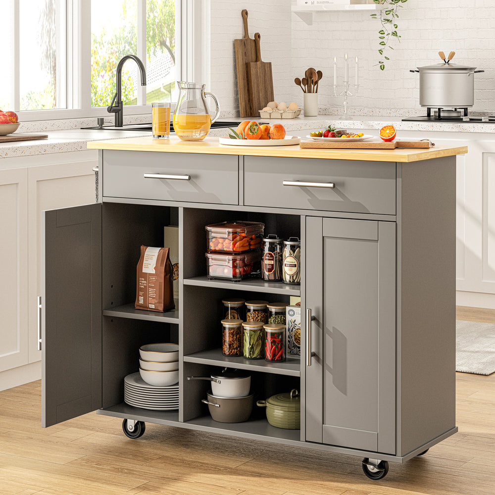 Walsunny 40" Multifunction Kitchen Cart Cabinet with Shelves (7404395692208)