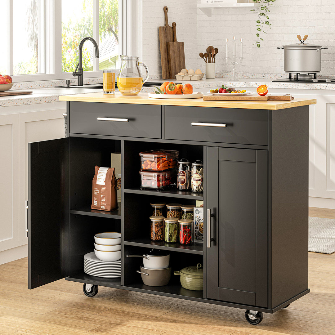 Walsunny 40" Multifunction Kitchen Cart Cabinet with Shelves (7404395692208)