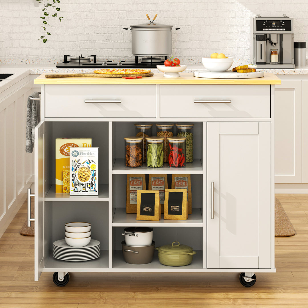 Walsunny 40" Multifunction Kitchen Cart Cabinet with Shelves (7404395692208)