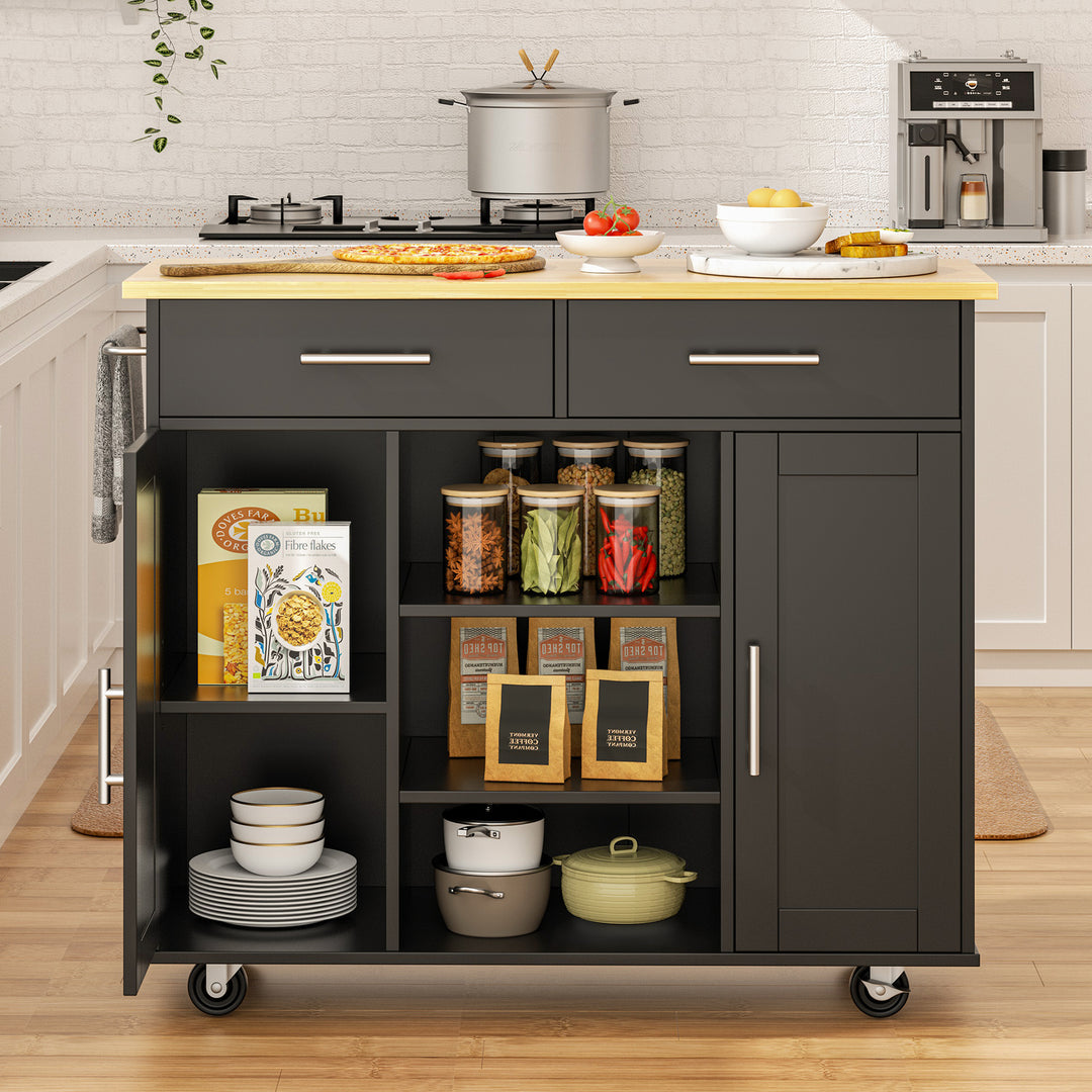 Walsunny 40" Multifunction Kitchen Cart Cabinet with Shelves (7404395692208)