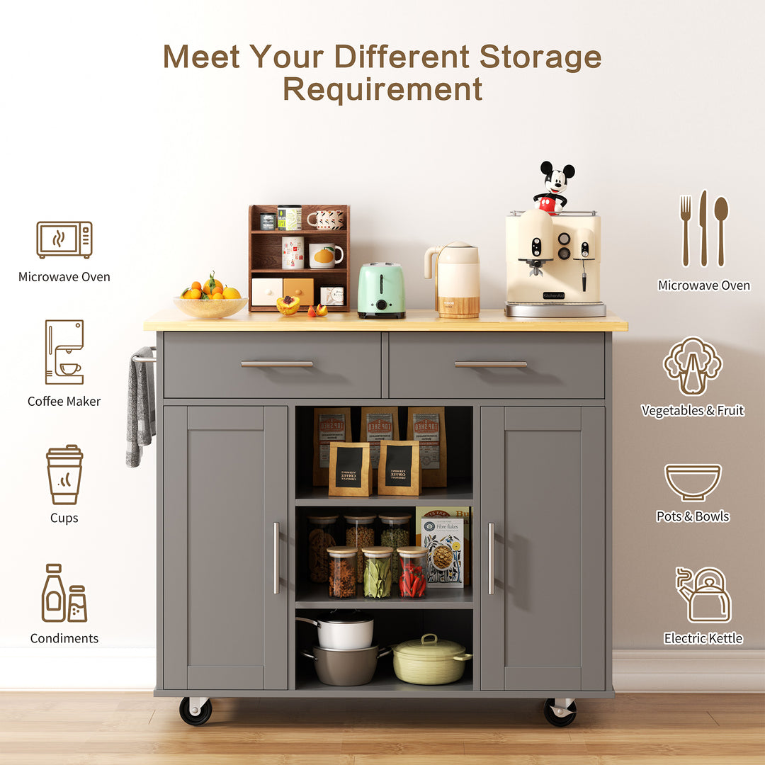 Walsunny 40" Multifunction Kitchen Cart Cabinet with Shelves (7404395692208)