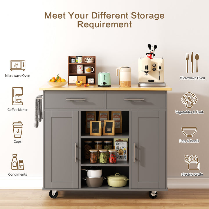 Walsunny 40" Multifunction Kitchen Cart Cabinet with Shelves (7404395692208)