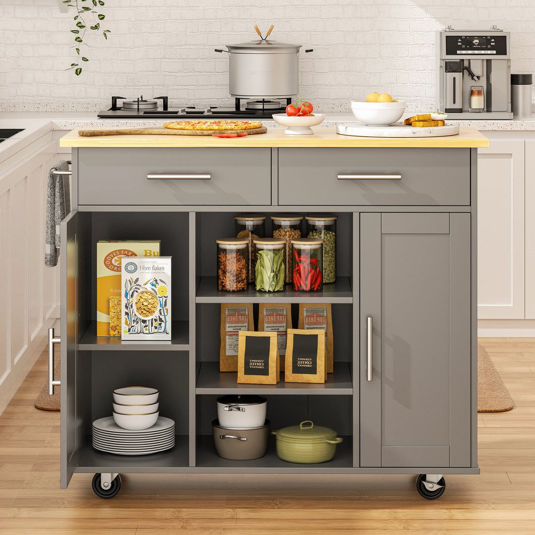Walsunny 40" Multifunction Kitchen Cart Cabinet with Shelves (7404395692208)
