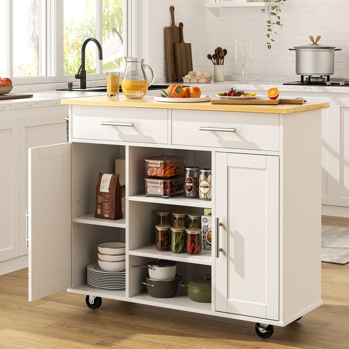 Walsunny 40" Multifunction Kitchen Cart Cabinet with Shelves (7404395692208)