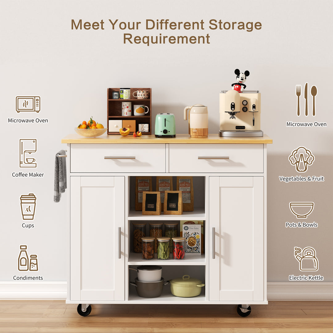 Walsunny 40" Multifunction Kitchen Cart Cabinet with Shelves (7404395692208)