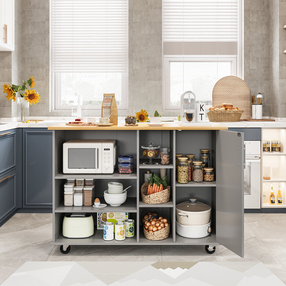 Walsunny 47.2" Large Kitchen Cabinet with Open Shelves, Kitchen Island (7404396937392)