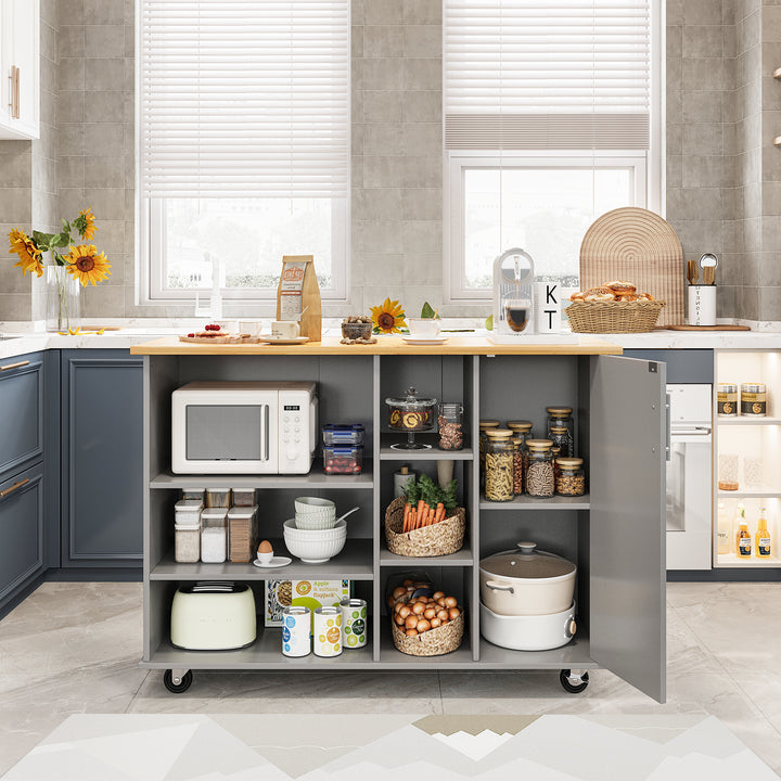 Walsunny 47.2" Large Kitchen Cabinet with Open Shelves, Kitchen Island (7404396937392)