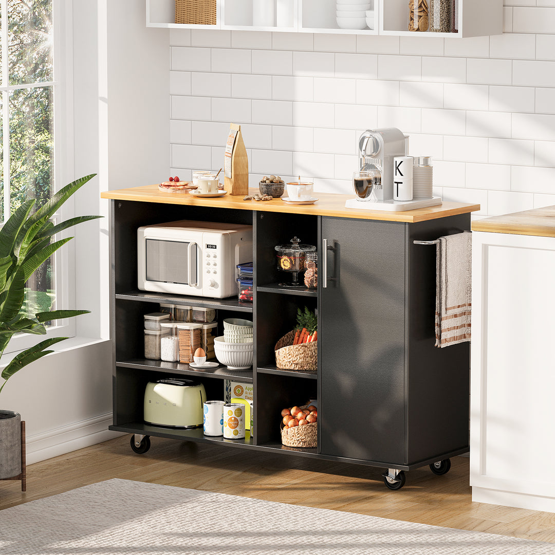 Walsunny 47.2" Large Kitchen Cabinet with Open Shelves, Kitchen Island (7404396937392)