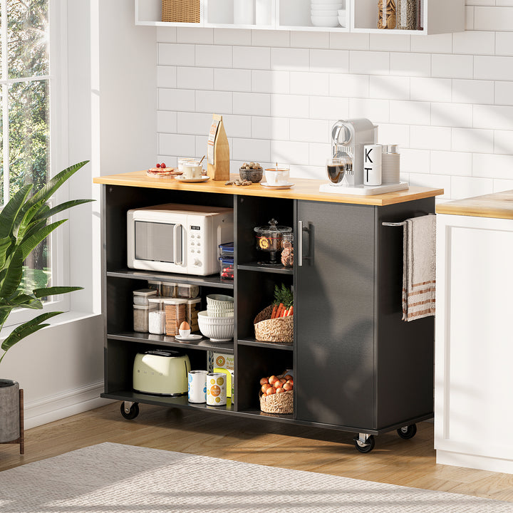 Walsunny 47.2" Large Kitchen Cabinet with Open Shelves, Kitchen Island (7404396937392)