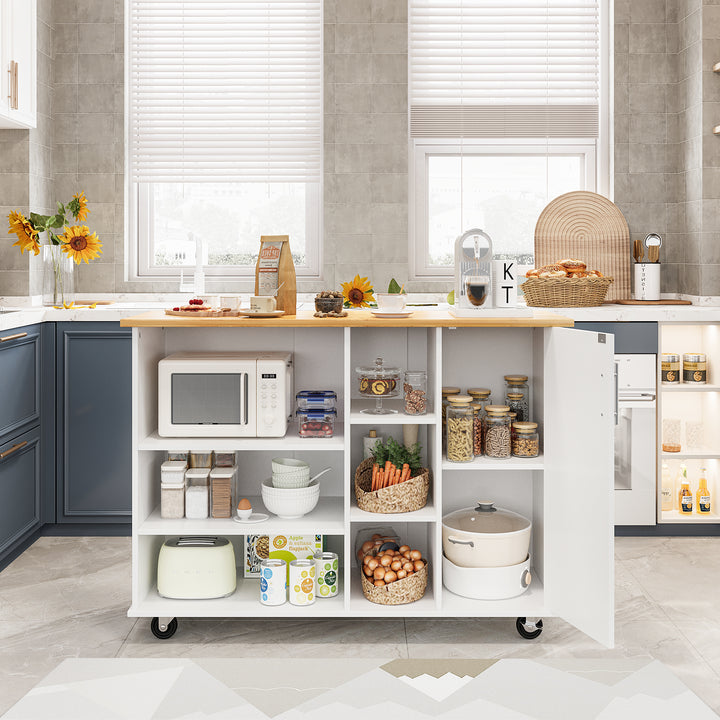 Walsunny 47.2" Large Kitchen Cabinet with Open Shelves, Kitchen Island (7404396937392)