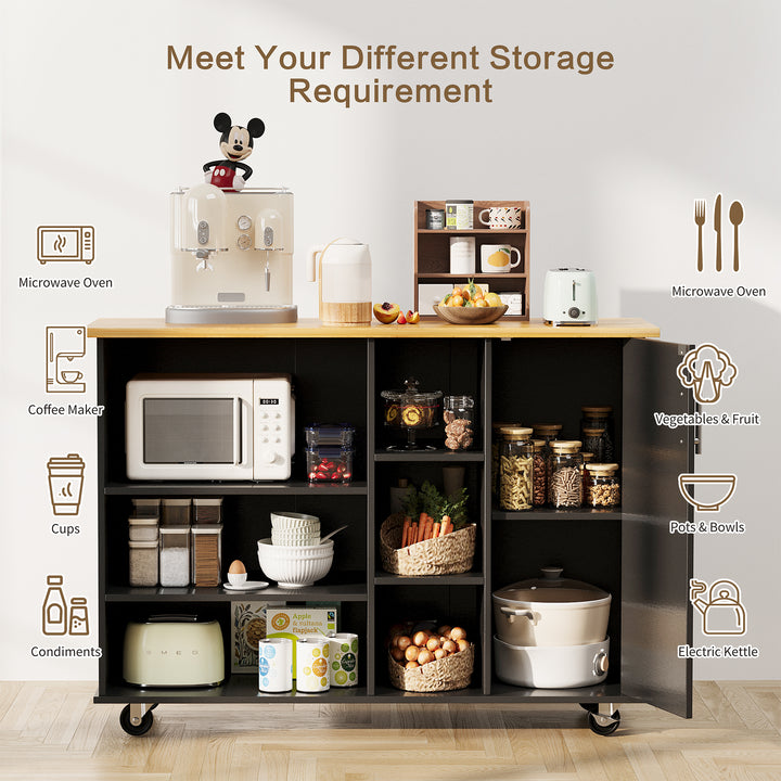 Walsunny 47.2" Large Kitchen Cabinet with Open Shelves, Kitchen Island (7404396937392)