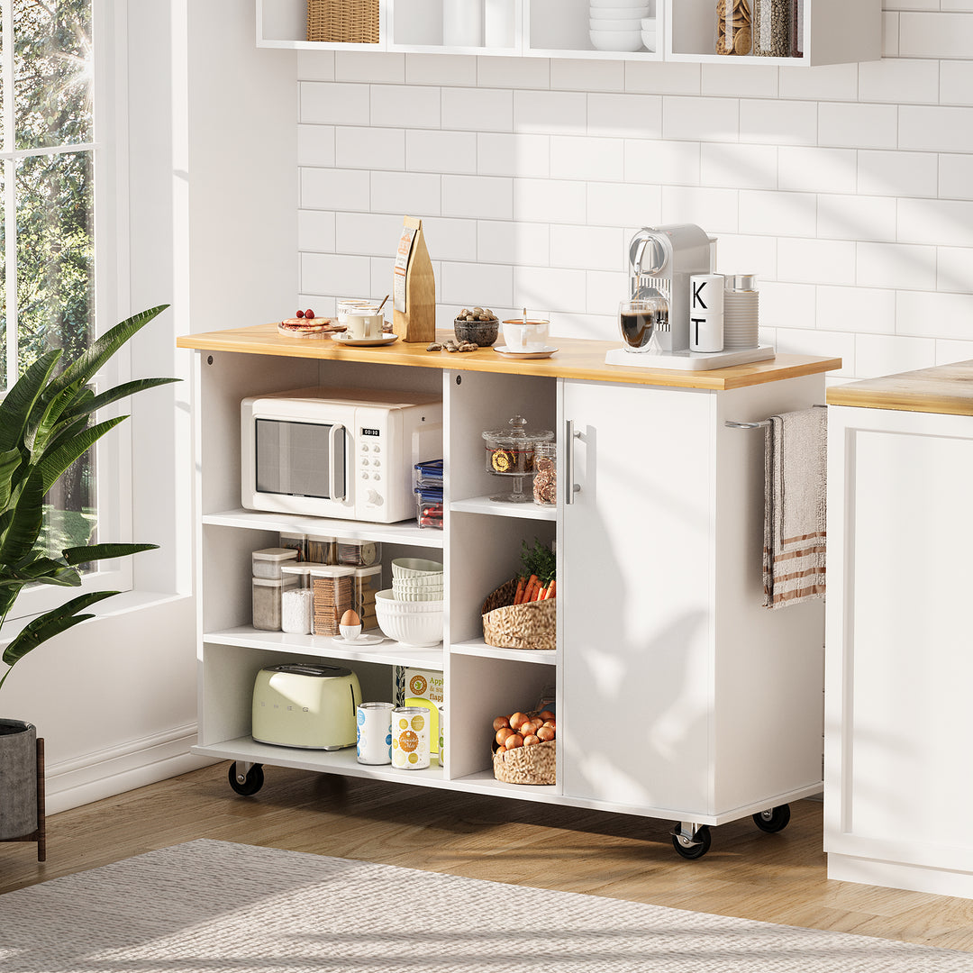 Walsunny 47.2" Large Kitchen Cabinet with Open Shelves, Kitchen Island (7404396937392)
