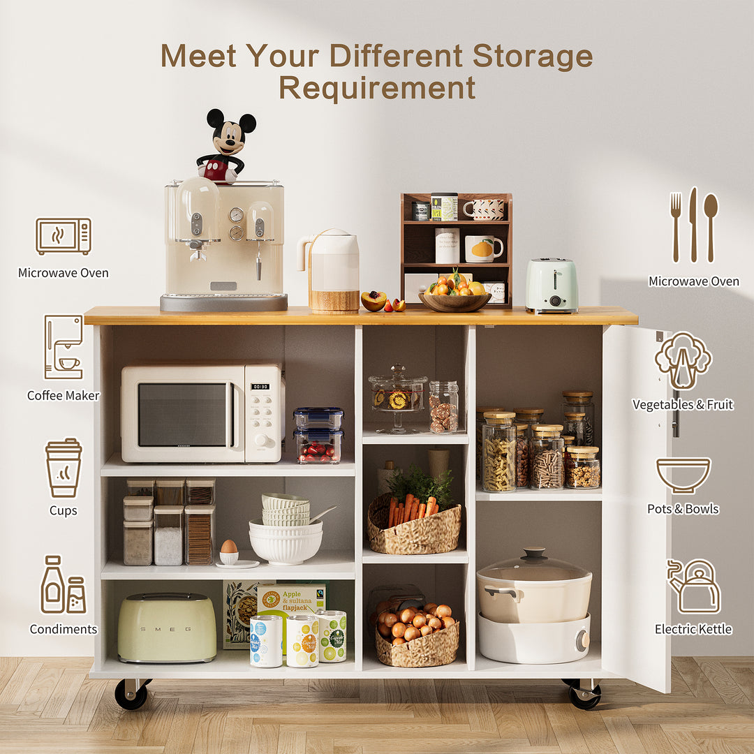 Walsunny 47.2" Large Kitchen Cabinet with Open Shelves, Kitchen Island (7404396937392)