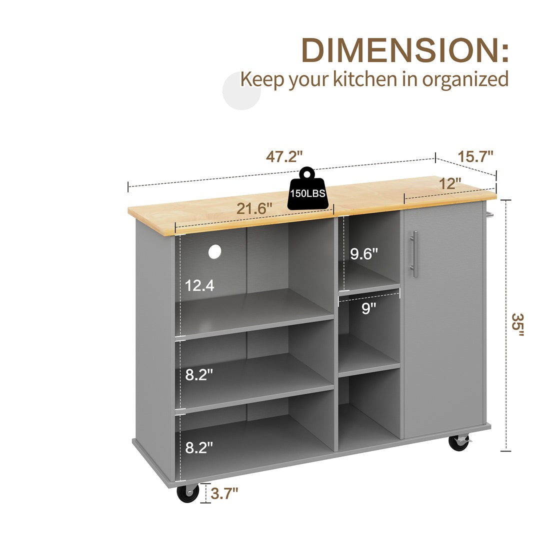 Walsunny 47.2" Large Kitchen Cabinet with Open Shelves, Kitchen Island (7404396937392)