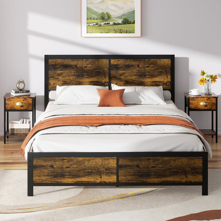 Walsunny Twin Bed Frame with Headboard and Footboard, Strong Steel Slat Support