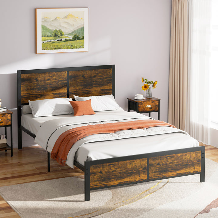 Walsunny Twin Bed Frame with Headboard and Footboard, Strong Steel Slat Support