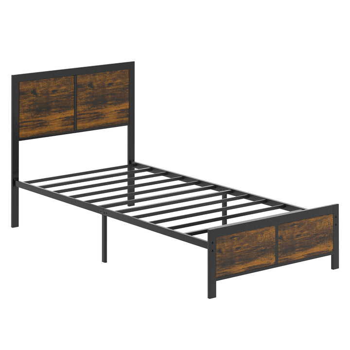 Walsunny Twin Bed Frame with Headboard and Footboard, Strong Steel Slat Support