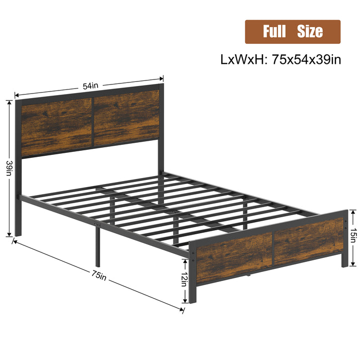 Walsunny Twin Bed Frame with Headboard and Footboard, Strong Steel Slat Support