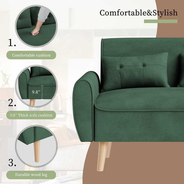 Livingroom sofa set Walsunny 2-seat 47'' Small Modern Love Seat Sofa  #color_green