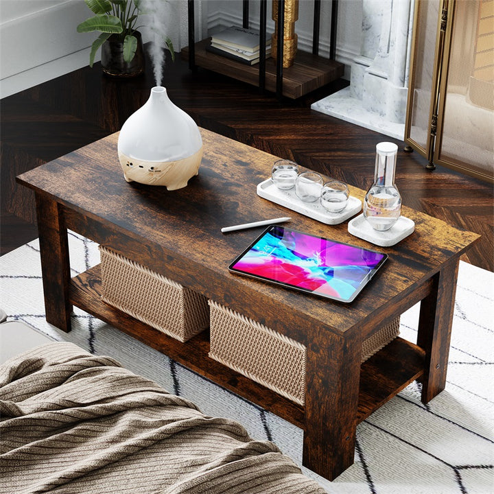Walsunny Livingroom Lift Top Coffee Table #color_brown