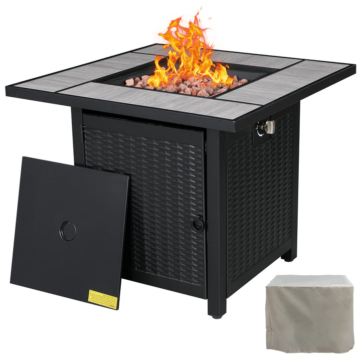 Walsunny 28" Propane Gas Fire Pit Table 50,000 BTU Square Outdoor Wicker (7436201689264)