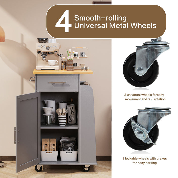 Walsunny Kitchen Island Rolling Cart with Storage Cabinet, Coffee Bar (7404392186032)