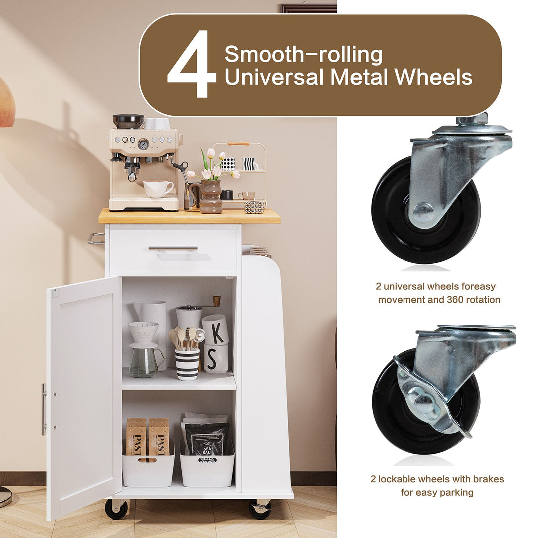 Walsunny Kitchen Island Rolling Cart with Storage Cabinet, Coffee Bar (7404392186032)