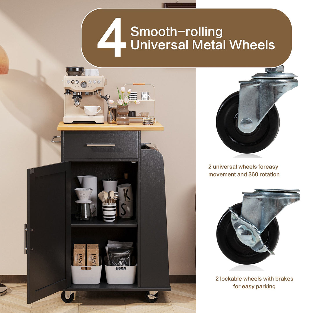 Walsunny Kitchen Island Rolling Cart with Storage Cabinet, Coffee Bar (7404392186032)