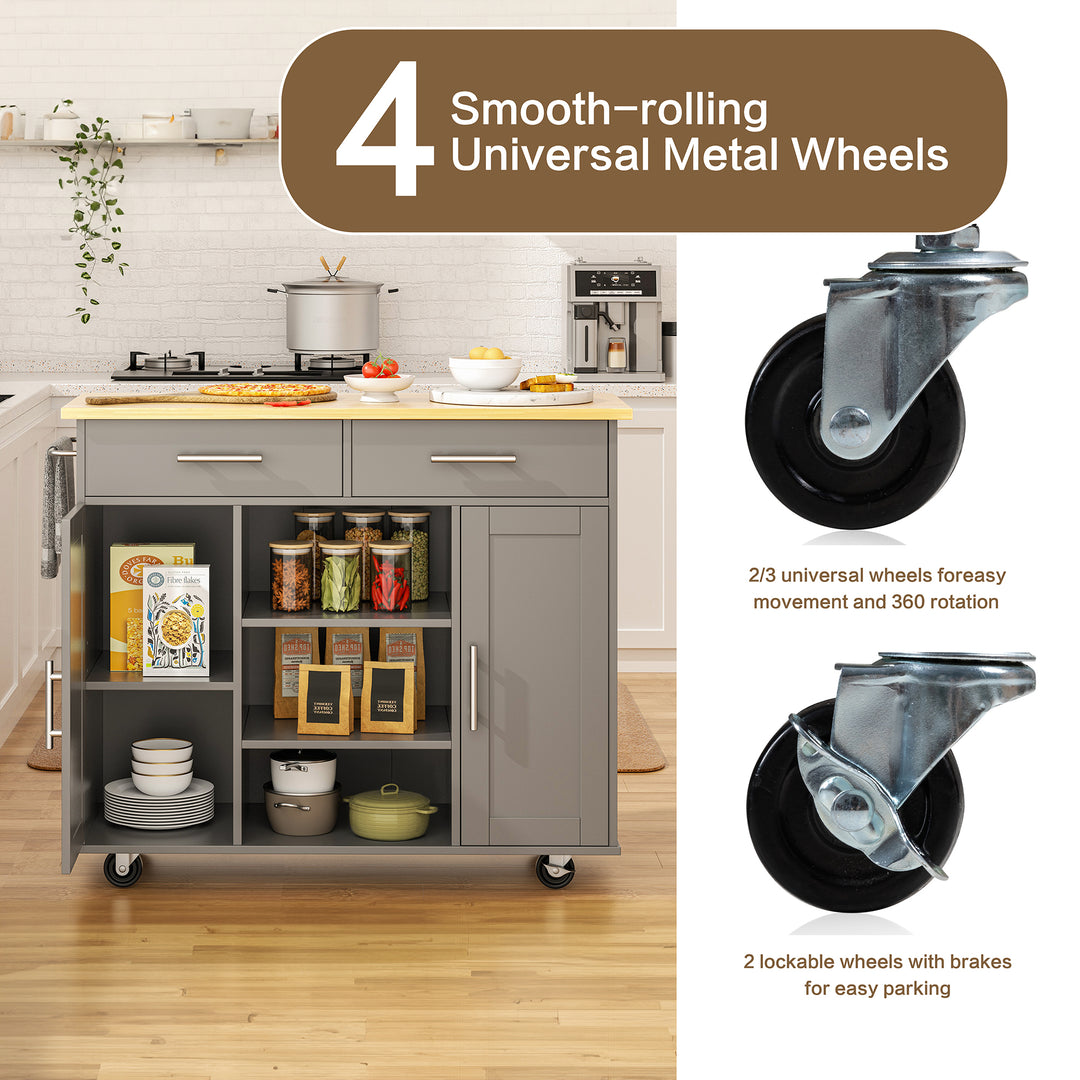 Walsunny 40" Multifunction Kitchen Cart Cabinet with Shelves (7404395692208)