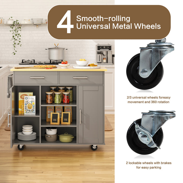 Walsunny 40" Multifunction Kitchen Cart Cabinet with Shelves (7404395692208)