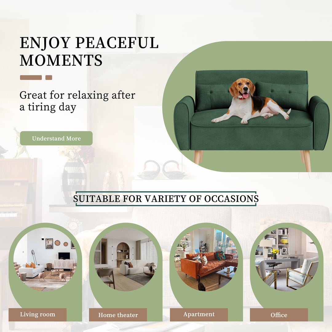 Livingroom sofa set Walsunny 2-seat 47'' Small Modern Love Seat Sofa  #color_green
