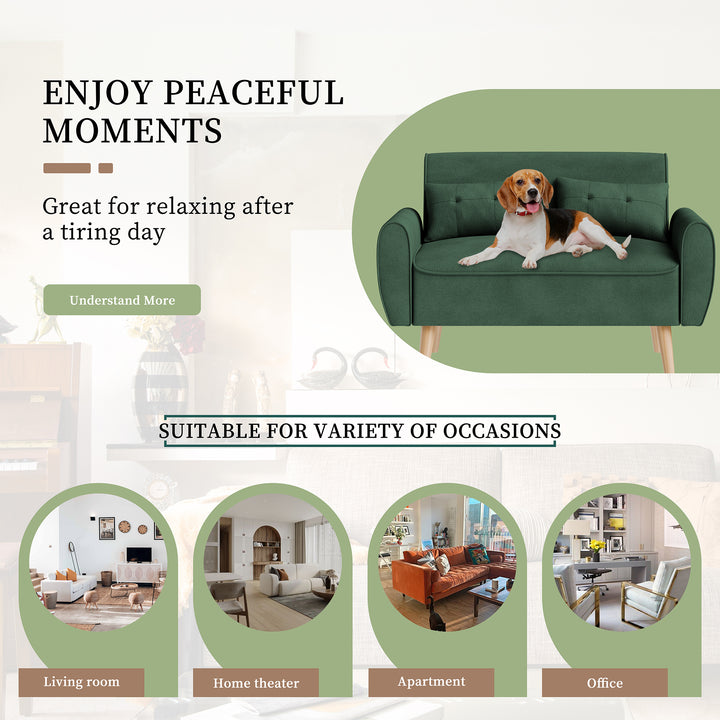 Livingroom sofa set Walsunny 2-seat 47'' Small Modern Love Seat Sofa  #color_green