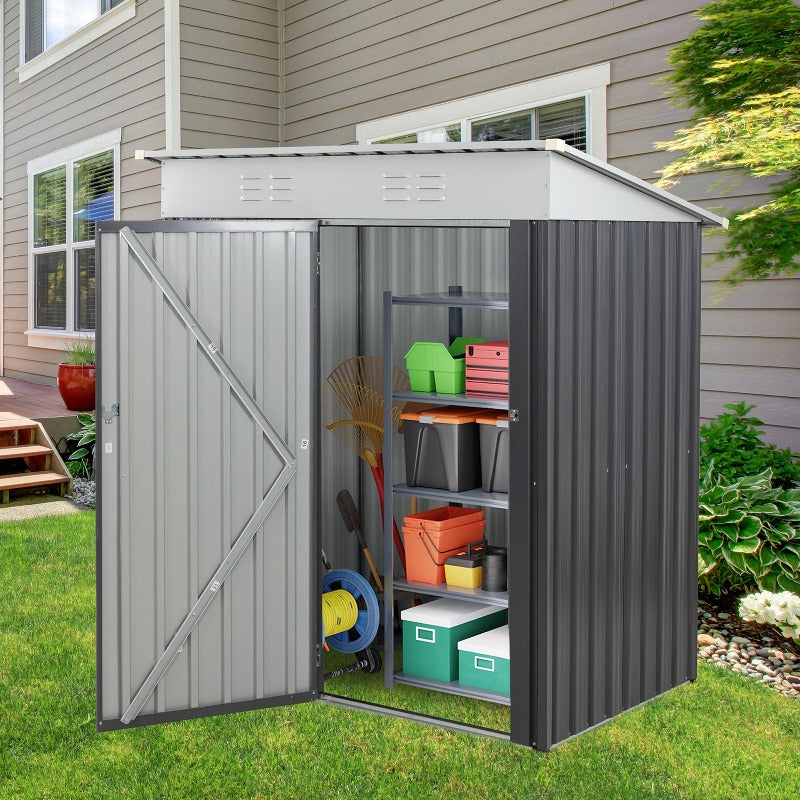 Walsunny Outdoor Steel Storage Shed, Metal Garden Shed