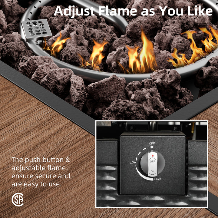 Walsunny 28" Propane Gas Fire Pit Table 50,000 BTU Square Outdoor Wicker (7436201689264)