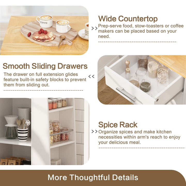 Walsunny Kitchen Island Rolling Cart with Storage Cabinet, Coffee Bar (7404392186032)