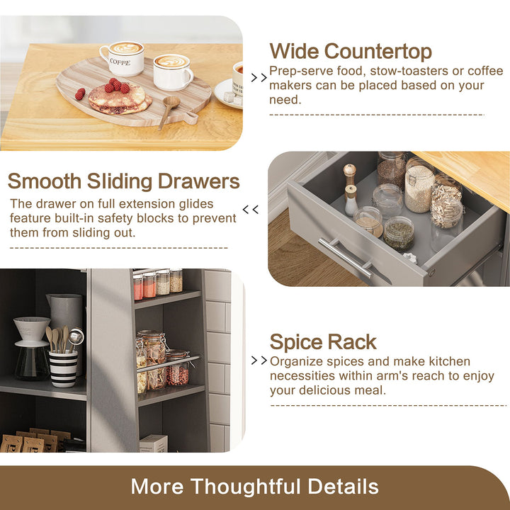 Walsunny Kitchen Island Rolling Cart with Storage Cabinet, Coffee Bar (7404392186032)