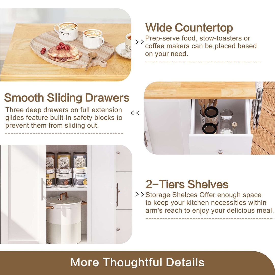 Walsunny Kitchen Island on Wheels with Storage Cabinet & Foldable Drop Leaf, 39.7" Width Rolling Kitchen Table (7404394578096)