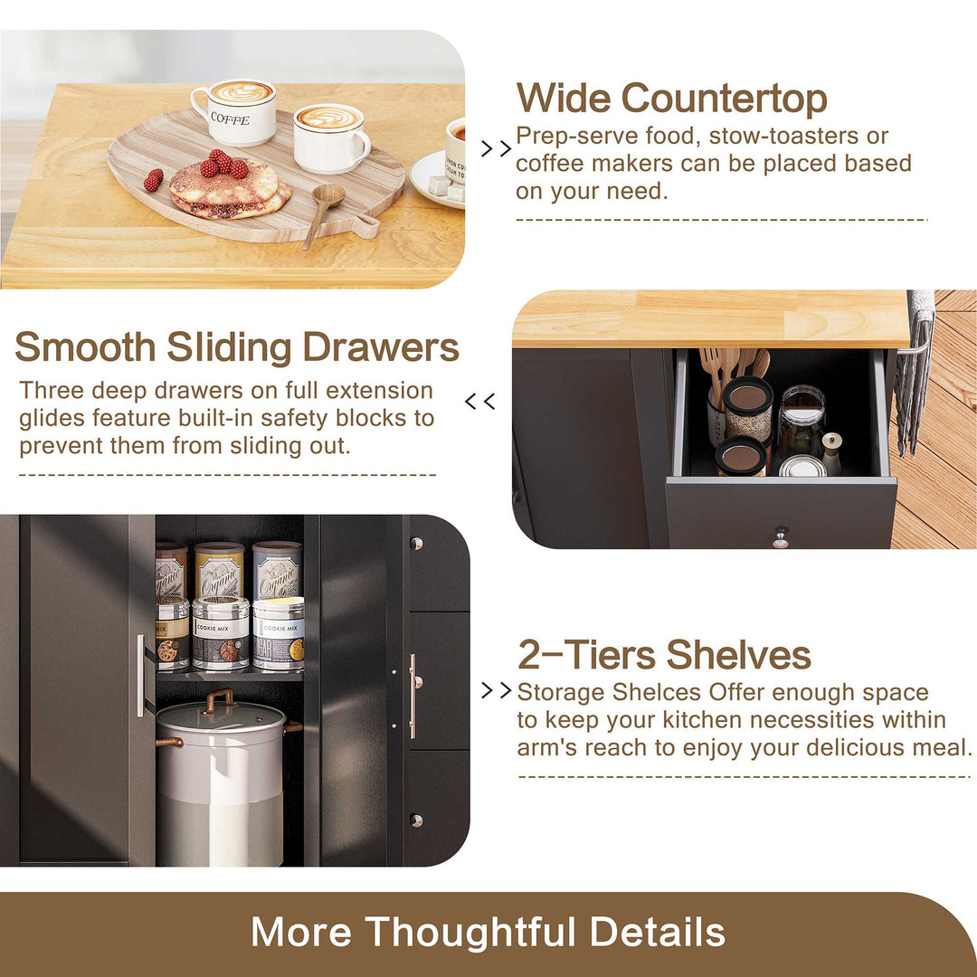 Walsunny Kitchen Island on Wheels with Storage Cabinet & Foldable Drop Leaf, 39.7" Width Rolling Kitchen Table (7404394578096)