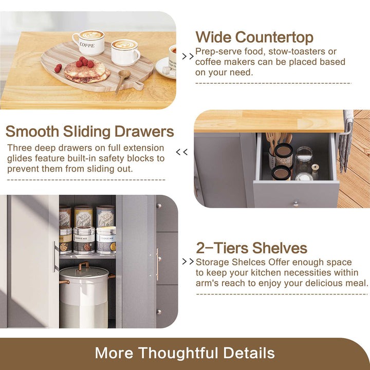 Walsunny Kitchen Island on Wheels with Storage Cabinet & Foldable Drop Leaf, 39.7" Width Rolling Kitchen Table (7404394578096)
