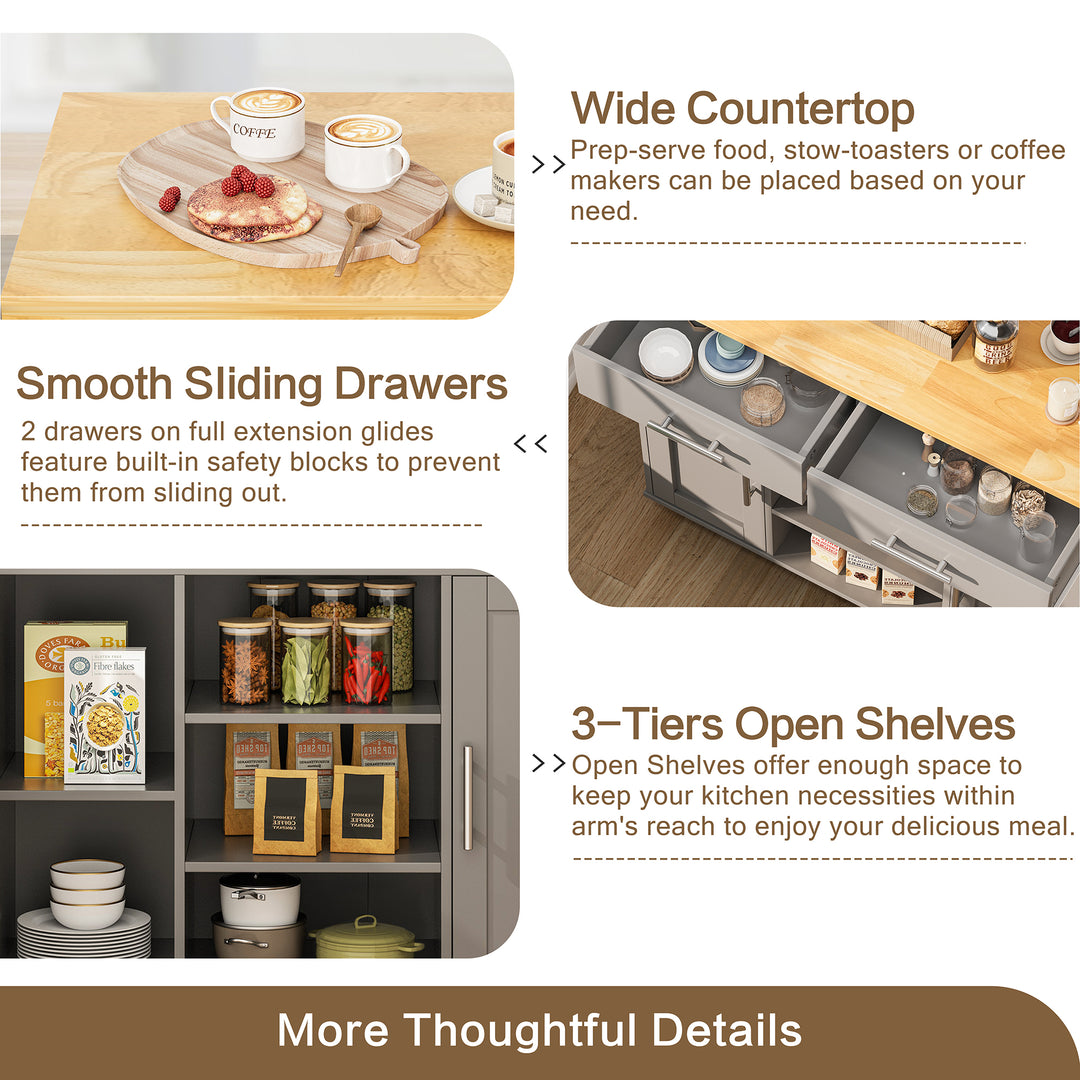 Walsunny 40" Multifunction Kitchen Cart Cabinet with Shelves (7404395692208)