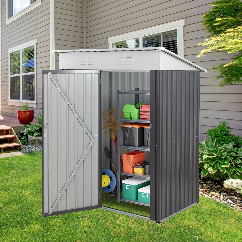 Walsunny Outdoor Steel Storage Shed, Metal Garden Shed