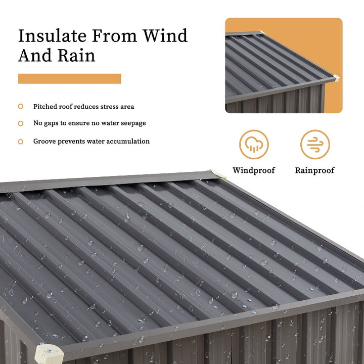 Walsunny Outdoor Steel Storage Shed, Metal Garden Shed