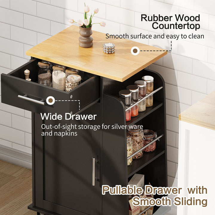 Walsunny Kitchen Island Rolling Cart with Storage Cabinet, Coffee Bar (7404392186032)