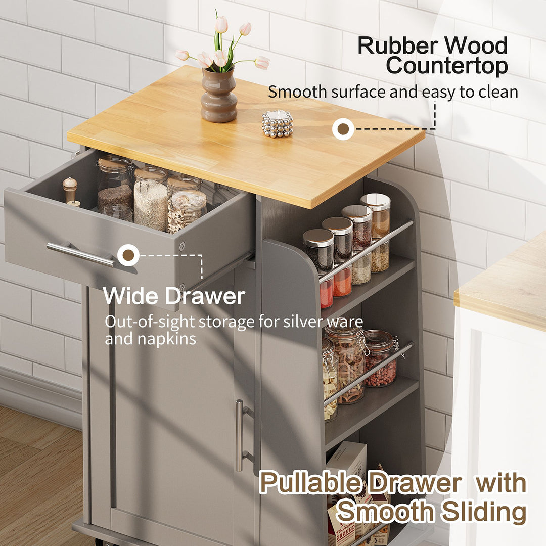 Walsunny Kitchen Island Rolling Cart with Storage Cabinet, Coffee Bar (7404392186032)