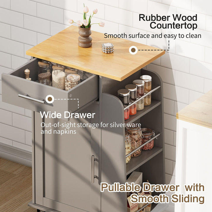 Walsunny Kitchen Island Rolling Cart with Storage Cabinet, Coffee Bar (7404392186032)