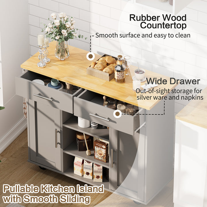 Walsunny 40" Multifunction Kitchen Cart Cabinet with Shelves (7404395692208)